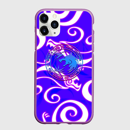 Чехол iPhone 11 Pro матовый The Witcher dragon neno / 3D-Фиолетовый – фото 1