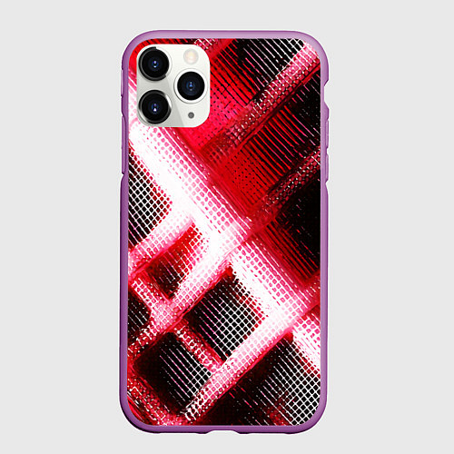 Чехол iPhone 11 Pro матовый Красная сеть на чёрном фоне / 3D-Фиолетовый – фото 1