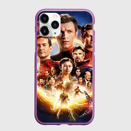 Чехол iPhone 11 Pro матовый Персонажи Человек паук нет пути домой / 3D-Фиолетовый – фото 1