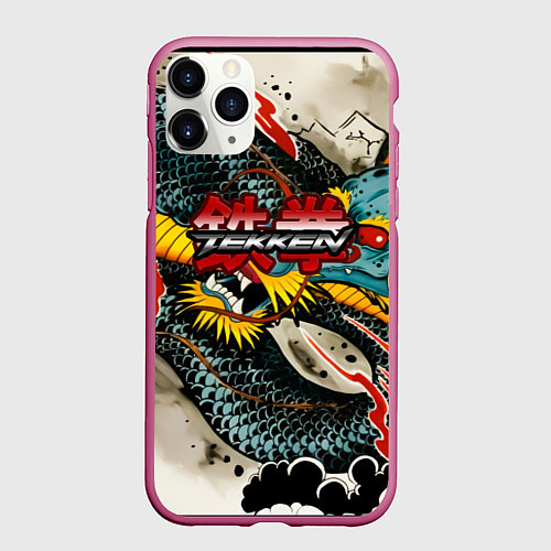 Чехол iPhone 11 Pro матовый Tekken dragon tatoo / 3D-Малиновый – фото 1