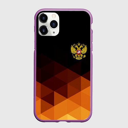Чехол iPhone 11 Pro матовый Герб России геометрия / 3D-Фиолетовый – фото 1