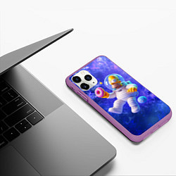 Чехол iPhone 11 Pro матовый Homer Simpson is a brave astronaut, цвет: 3D-фиолетовый — фото 2