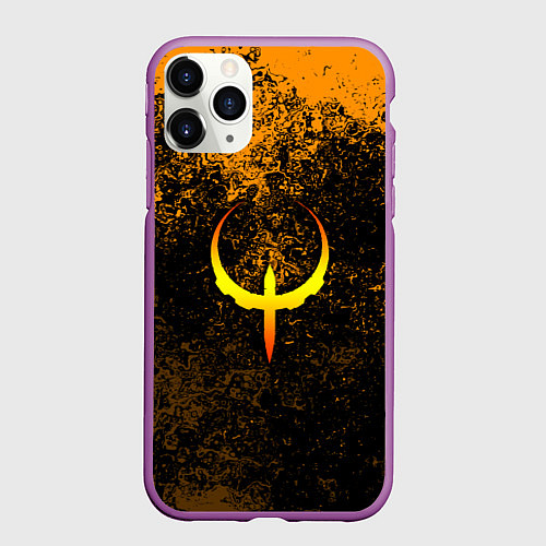Чехол iPhone 11 Pro матовый Quake краски брызги оранжевый / 3D-Фиолетовый – фото 1