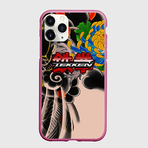 Чехол iPhone 11 Pro матовый Tekken tatoo japan / 3D-Малиновый – фото 1