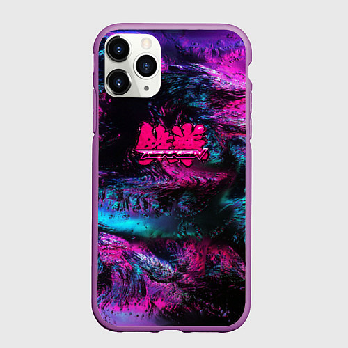 Чехол iPhone 11 Pro матовый Tekken neon colors / 3D-Фиолетовый – фото 1
