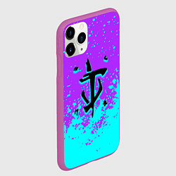 Чехол iPhone 11 Pro матовый Doom краски неон лого, цвет: 3D-фиолетовый — фото 2