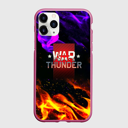 Чехол iPhone 11 Pro матовый Warthunder neon flame / 3D-Малиновый – фото 1