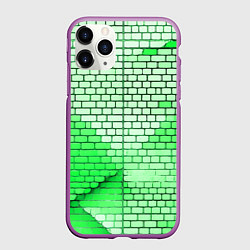 Чехол iPhone 11 Pro матовый Зелёные кирпичики, цвет: 3D-фиолетовый