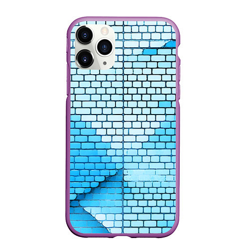 Чехол iPhone 11 Pro матовый Синие кирпичики / 3D-Фиолетовый – фото 1