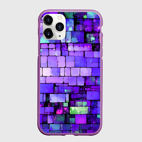 Чехол iPhone 11 Pro матовый Фиолетовые кирпичики / 3D-Фиолетовый – фото 1