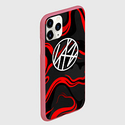 Чехол iPhone 11 Pro матовый Stray kids - красные полосы, цвет: 3D-малиновый — фото 2