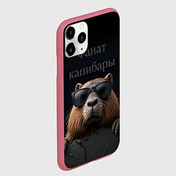 Чехол iPhone 11 Pro матовый Фанат капибары, цвет: 3D-малиновый — фото 2