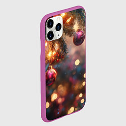 Чехол iPhone 11 Pro матовый Фиолетовые новогодние шары, цвет: 3D-фиолетовый — фото 2