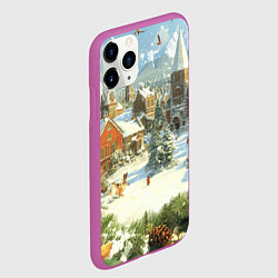 Чехол iPhone 11 Pro матовый Фон рождества, цвет: 3D-фиолетовый — фото 2