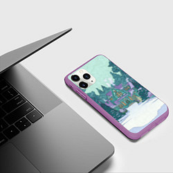 Чехол iPhone 11 Pro матовый Новый год - двор, цвет: 3D-фиолетовый — фото 2