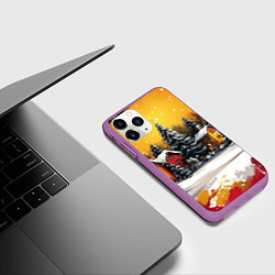 Чехол iPhone 11 Pro матовый Новогодний двор, цвет: 3D-фиолетовый — фото 2