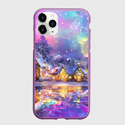 Чехол iPhone 11 Pro матовый Настроение рождества / 3D-Фиолетовый – фото 1