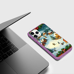 Чехол iPhone 11 Pro матовый Каникулы нового года, цвет: 3D-фиолетовый — фото 2