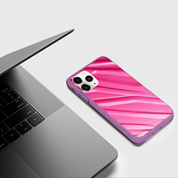 Чехол iPhone 11 Pro матовый Розовый пластик, цвет: 3D-фиолетовый — фото 2