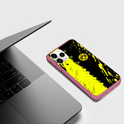 Чехол iPhone 11 Pro матовый Borussia краски текстура, цвет: 3D-малиновый — фото 2