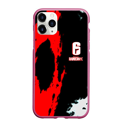 Чехол iPhone 11 Pro матовый Rainbow six краски абстрактные / 3D-Малиновый – фото 1