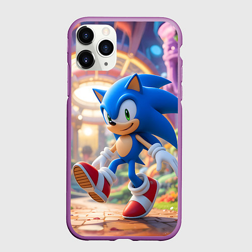 Чехол iPhone 11 Pro матовый Sonic фантастический мир / 3D-Фиолетовый – фото 1