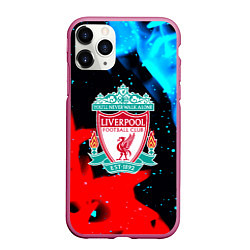 Чехол iPhone 11 Pro матовый Liverpool fire steel, цвет: 3D-малиновый