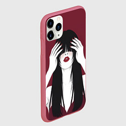 Чехол iPhone 11 Pro матовый Поп арт девушка с руками, цвет: 3D-малиновый — фото 2