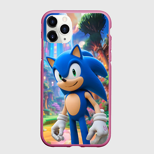 Чехол iPhone 11 Pro матовый Sonic красочный мир / 3D-Малиновый – фото 1