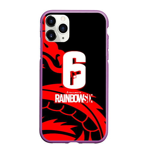 Чехол iPhone 11 Pro матовый Rainbow six dragon fire logo / 3D-Фиолетовый – фото 1