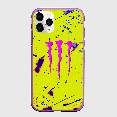 Чехол iPhone 11 Pro матовый Monster energy краски / 3D-Фиолетовый – фото 1