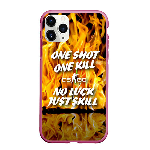 Чехол iPhone 11 Pro матовый Counter Strike - motto flame / 3D-Малиновый – фото 1