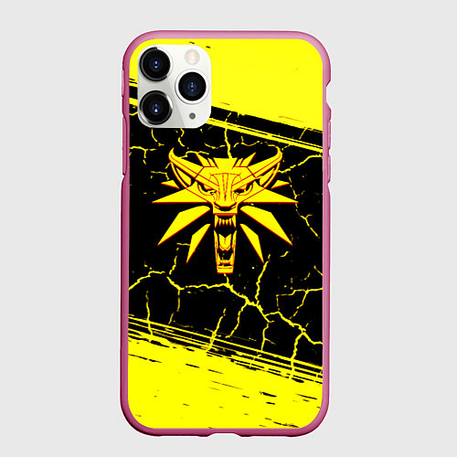 Чехол iPhone 11 Pro матовый Ведьмак трещины текстура / 3D-Малиновый – фото 1