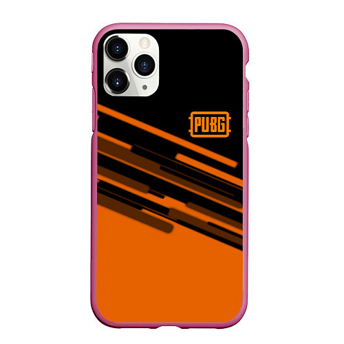 Чехол iPhone 11 Pro матовый PUBG geometry line / 3D-Малиновый – фото 1