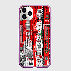 Чехол iPhone 11 Pro матовый Киберпанк паттерн красный