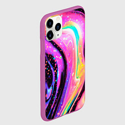 Чехол iPhone 11 Pro матовый Жидкая энергия космоса - нейросеть, цвет: 3D-фиолетовый — фото 2