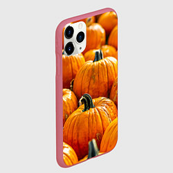 Чехол iPhone 11 Pro матовый Много тыкв, цвет: 3D-малиновый — фото 2