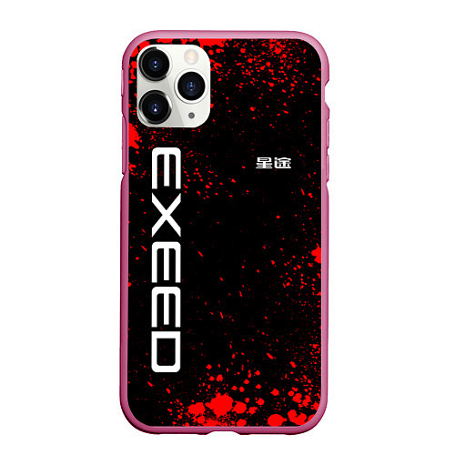 Чехол iPhone 11 Pro матовый Exeed - красные брызги краски / 3D-Малиновый – фото 1