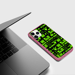 Чехол iPhone 11 Pro матовый Bon Jovi кислотный паттерн, цвет: 3D-малиновый — фото 2