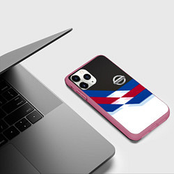 Чехол iPhone 11 Pro матовый Nissan geometry steel, цвет: 3D-малиновый — фото 2