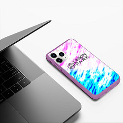 Чехол iPhone 11 Pro матовый Linkin park rock краски, цвет: 3D-фиолетовый — фото 2