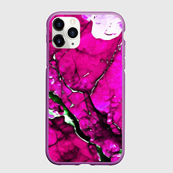 Чехол iPhone 11 Pro матовый Розовый треснувший камень