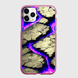 Чехол iPhone 11 Pro матовый Треснувший камень фиолетовый