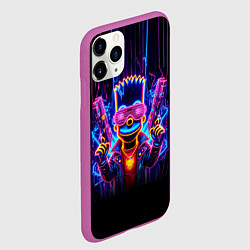 Чехол iPhone 11 Pro матовый Барт Симпсон с двумя пистолетами - неон, цвет: 3D-фиолетовый — фото 2