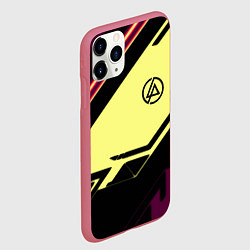 Чехол iPhone 11 Pro матовый Linkin park geometry steel, цвет: 3D-малиновый — фото 2
