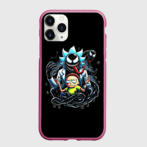 Чехол iPhone 11 Pro матовый Morty and Rick - we are Venom / 3D-Малиновый – фото 1