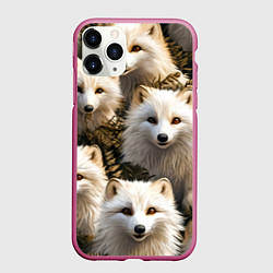 Чехол iPhone 11 Pro матовый Песцы, цвет: 3D-малиновый