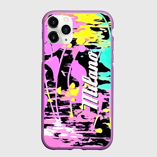 Чехол iPhone 11 Pro матовый Color expressive abstraction - Milano / 3D-Фиолетовый – фото 1