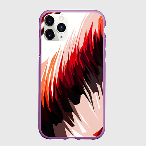 Чехол iPhone 11 Pro матовый Чёрно-красные острые полосы на белом фоне / 3D-Фиолетовый – фото 1