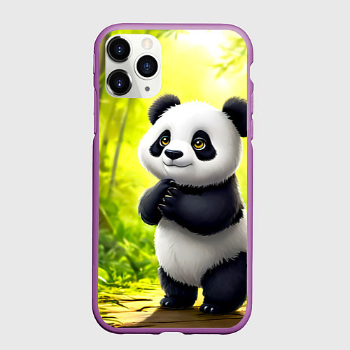 Чехол iPhone 11 Pro матовый Пандочка / 3D-Фиолетовый – фото 1